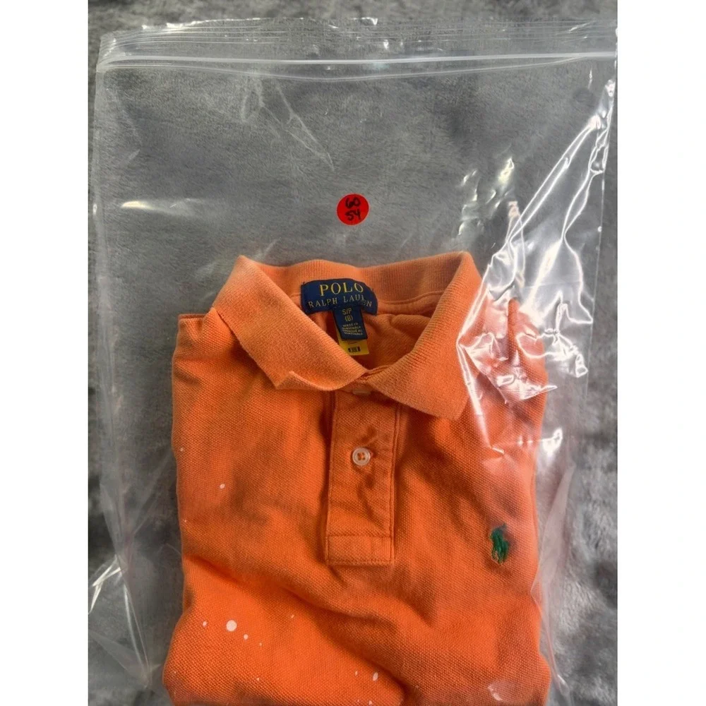 Polo Ralph Lauren Boys Size 8 Orange Paint Splatter Short Sleeve Shirt